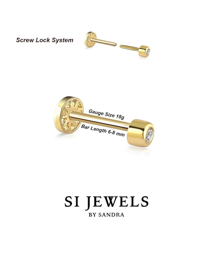 Stud Earring Gold Stud Piercing Ear Stud Piercing Stud Ear Piercing Minimalist Tragus Piercing 14K Solid Gold Triple Stone Piercing