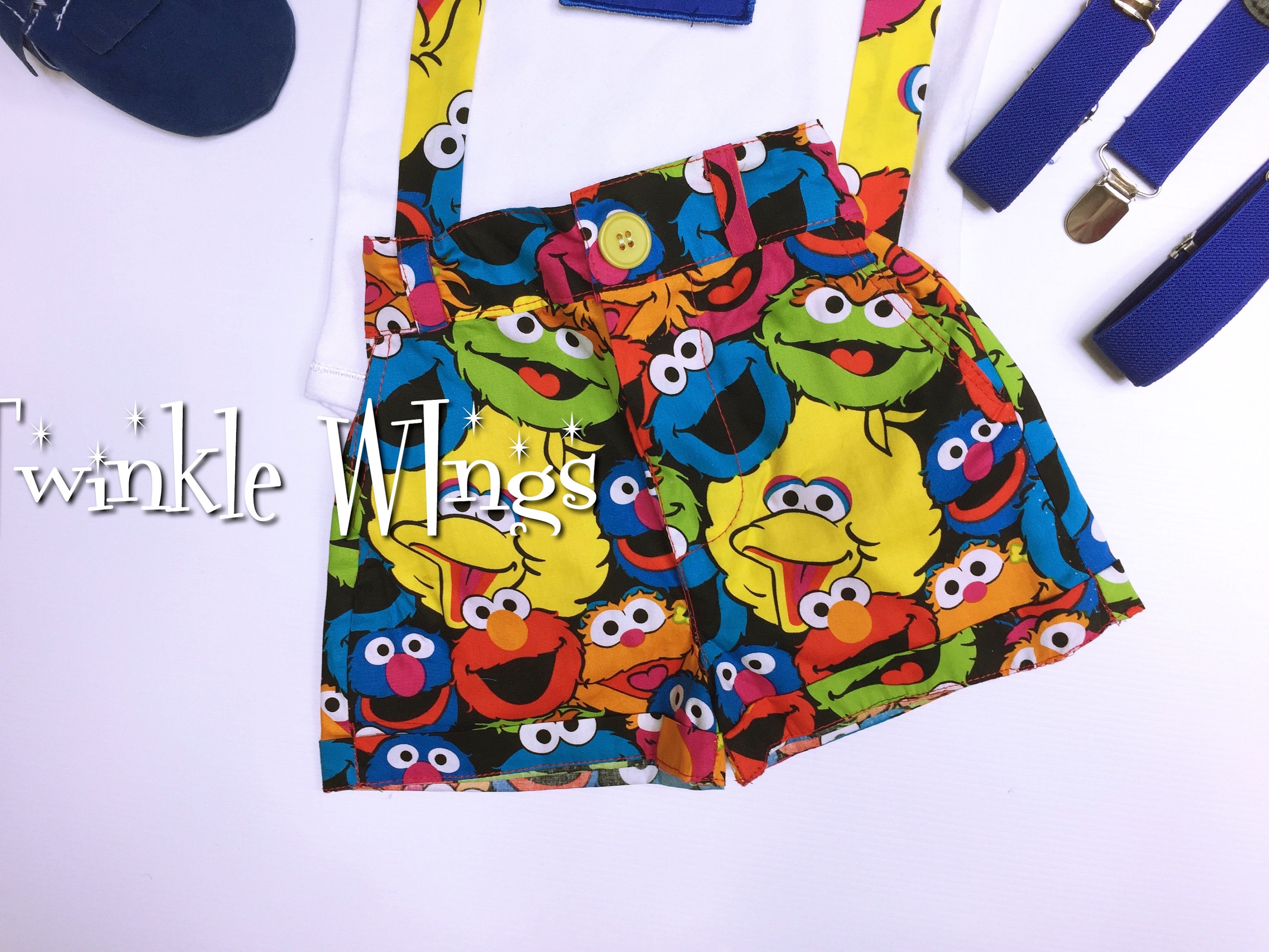 1st Birthday 3 Pc Birthday Outfit Set Inspired Sesame Street Elmo