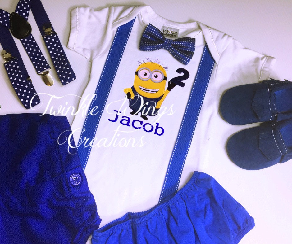 1st Birthday 3 Pc Birthday Outfit Set Inspired Minion Birthday