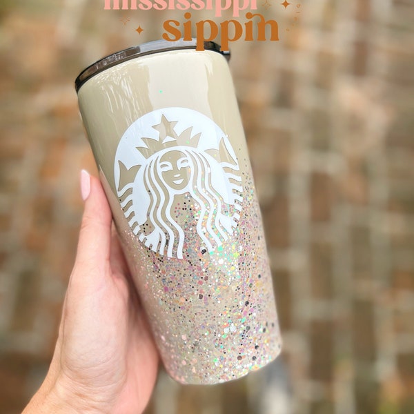 Beige Bling Starbucks Tumbler