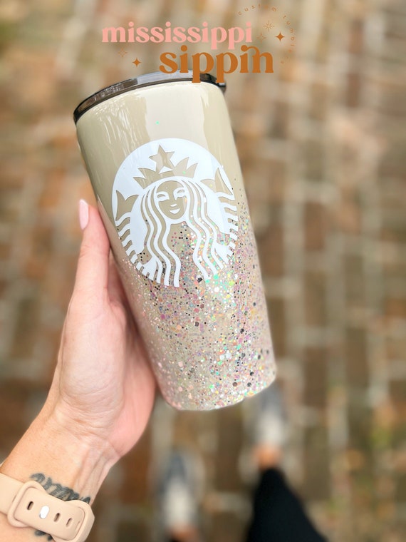 Beige Bling Starbucks Tumbler 