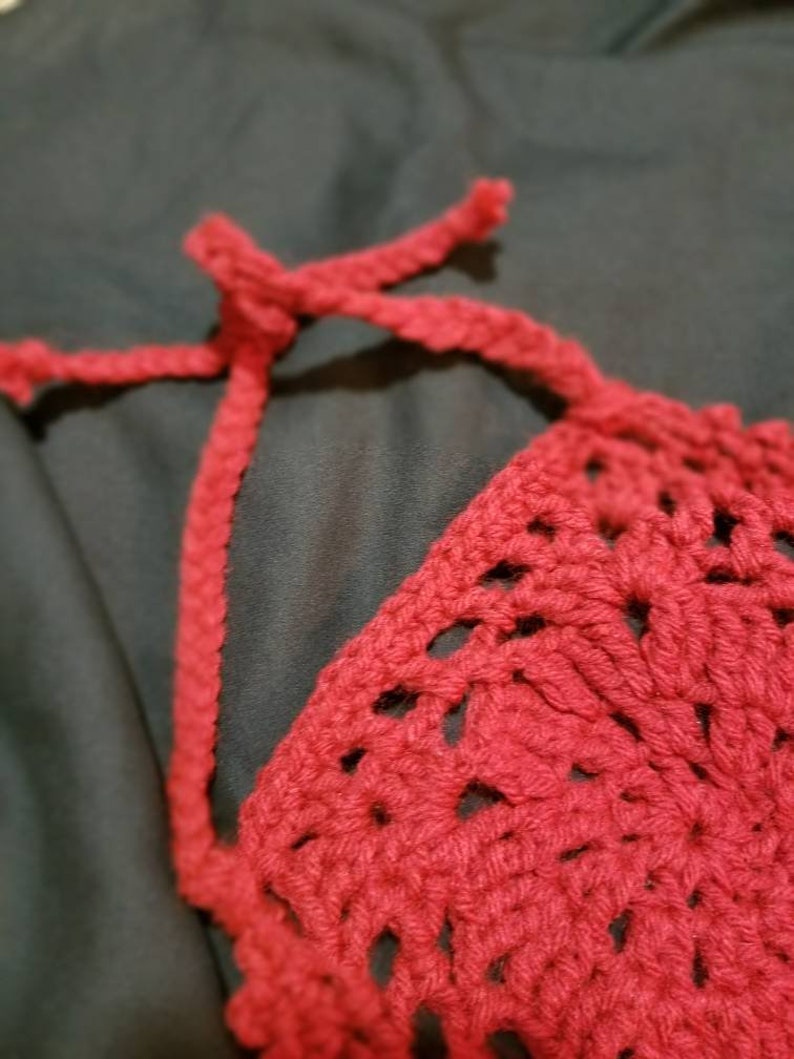 Red Crochet Halter Crop Top