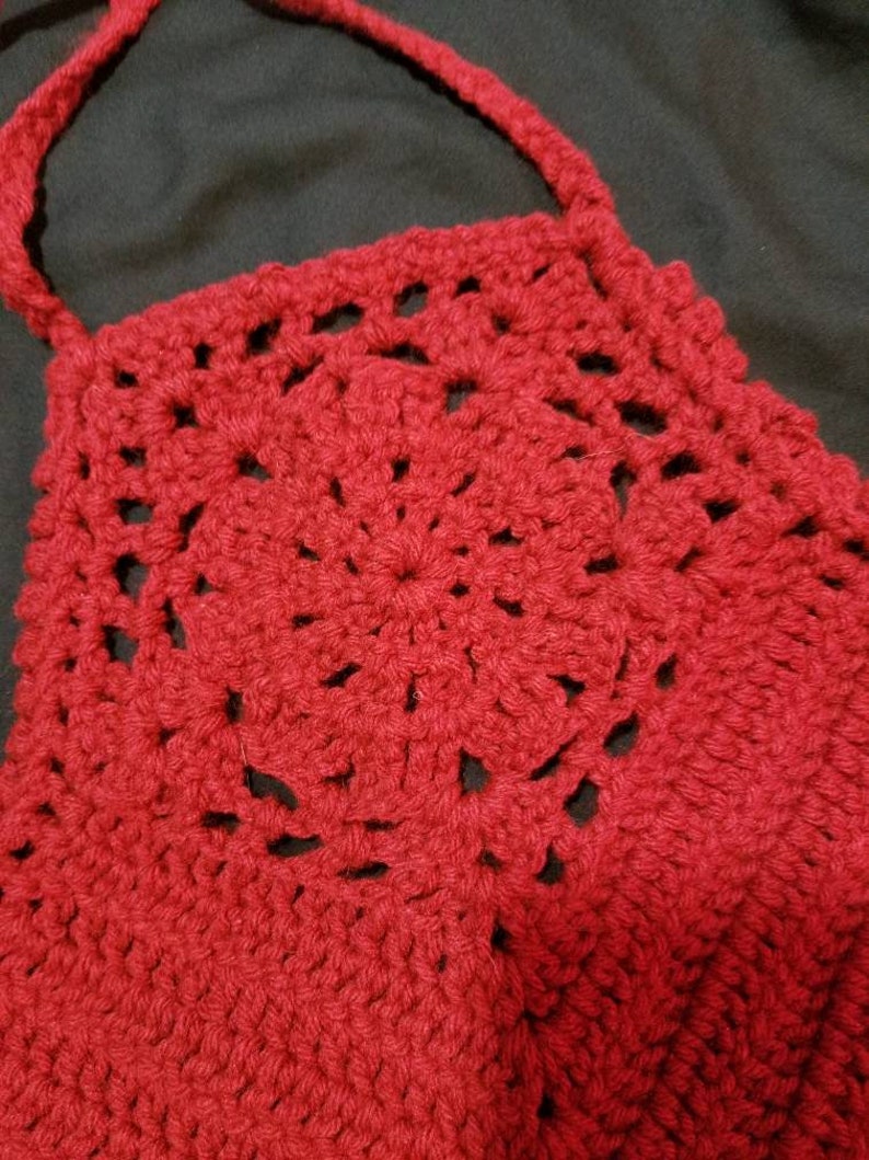 Red Crochet Halter Crop Top
