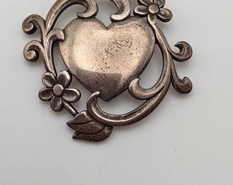 James Avery Sterling Silver Heart Floral Brooch Pin