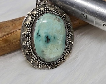 925 Sterling Silver Turquoise Poison Pill Box Pendant Heavy