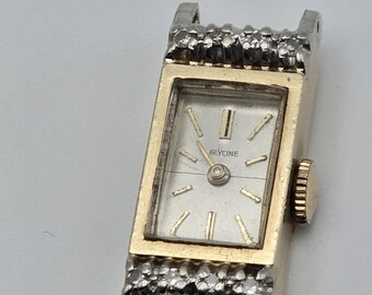 Reloj de mujer Glycine vintage de oro de 10k con diamantes, en funcionamiento.