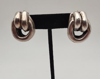 Sterling Silver Chunky Knot Clip On Earrings