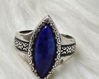 Bague en argent sterling et lapis-lazuli signée Carolyn Pollack, taille 8