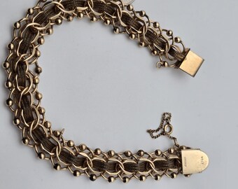 Pulsera vintage Eton 1/20 chapada en oro de 12 quilates – 32 g, diseño llamativo de mediados de siglo.