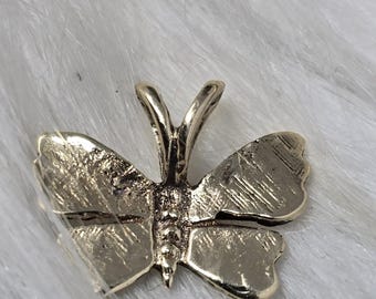 14k Solid Yellow Gold Butterfly Pendant Charm Dainty 1g