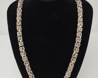 VTG Mexico 925 Sterling Silver Heavy Byzantine Necklace 99 g