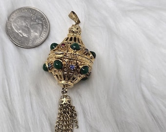 Signed Florenza Etruscan Vinaigrette Perfume Pendant Tassel