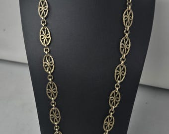 Vintage Yves Saint Laurent Long Hammered Link Necklace 35