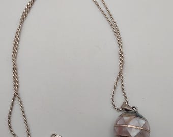 Vintage Mexico 925 Silver Harmony Ball Inlay Necklace