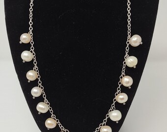 Collier vintage en argent sterling et perles d'eau douce, 45 cm (18 pouces).