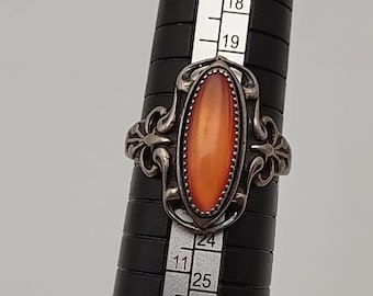 Vtg Bell Trading Post Sterling Silver Carnelian Ring Sz 9.5