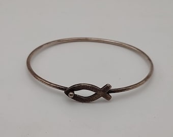 James Avery Retired Ichthys Fish Hook Bangle 925