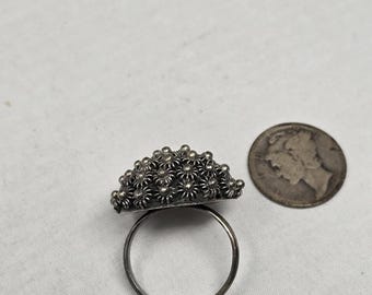 Vintage Mexican Sterling Silver Hobnail Dome Ring Size 5.5
