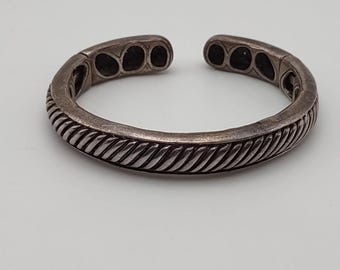 Sterling Silver Hinged Cuff Bracelet 925 Heavy Unisex