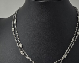 Chaîne à maillons Judith Ripka en argent sterling 91 cm (36 pouces) avec motif diamonique