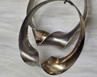 Gerhard Herbst Sterling 14K Modernist Twist Earrings