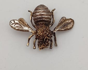 Vintage Sterling Silver Bee Brooch 925 MEX Eagle Mark Pin