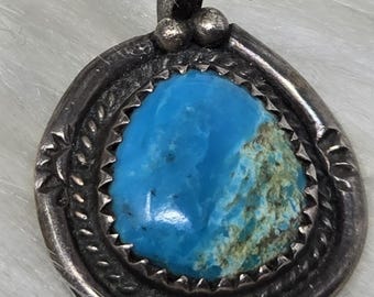 Southwestern Sterling Silver Turquoise Concho Pendant