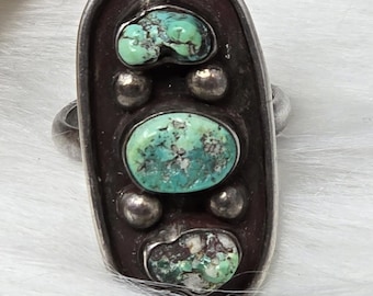 Vintage Native American 925 Silver Turquoise Ring Old Pawn