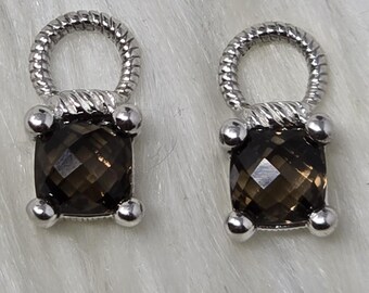 Judith Ripka 925 Silver Smoky Quartz Earring Charms Dangles