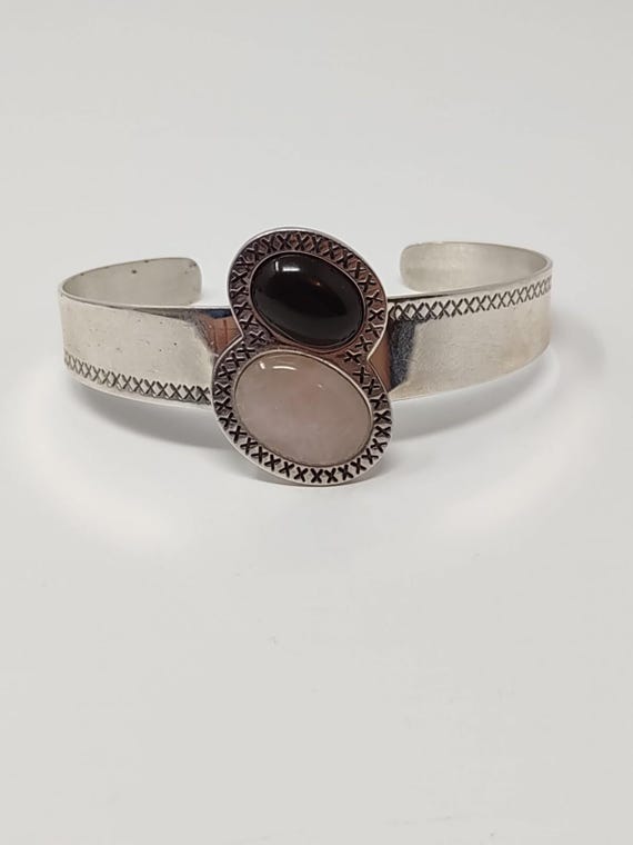 Jay King DTR 925 Rose Quartz Smoky Quartz Cuff Bracelet