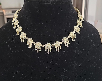 Rare Saint John 17" Gold-Tone Floral Necklace with 270 Swarovski Crystals