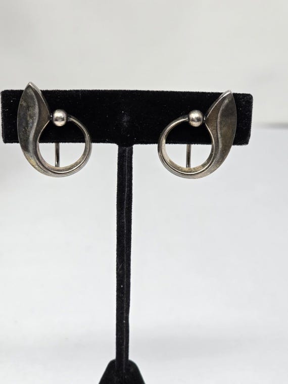Vintage Hans Hansen Denmark Silver Modernist Earrings