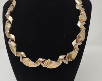 VTG Marcel Boucher 5369 Gold Tone Rhinestone Necklace 1950s