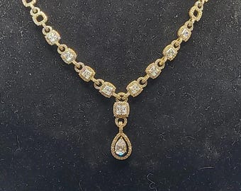 Judith Ripka Vintage CZ Drop Pendant Necklace 18 inch