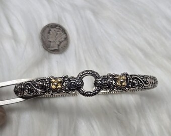 Barbara Bixby Sterling Silver 18k Gold Cuff Bracelet 7 Inch