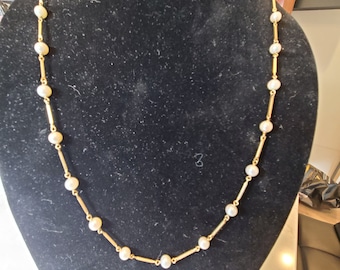 Vintage Carl F. Bucherer 18k Gold Pearl Necklace - 27 Inch