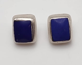 Vintage Mexico 925 Sterling Blue Stone Stud Earrings