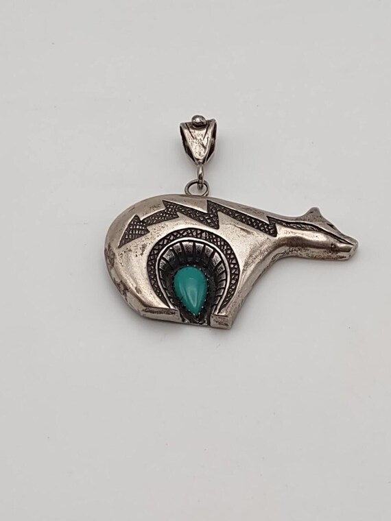 Navajo Sterling Silver Turquoise Heartline Spirit Bear 25g