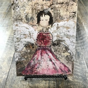 Tarjetas de felicitación de ángel, regalo para mamá, regalo de amigo secreto para un compañero de trabajo, impresión de 5 x 7, juego de tarjetas planas en blanco con sobres (juego de 4)