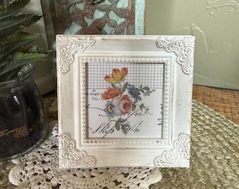 Small Artwork Framed, Miniature Painting, Unique Christmas Gift for Mom, Mini Abstract Art Original, Artsy Gifts for Friend, Tiny Home Decor