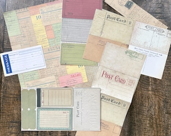 Paper Pack for Junk Journals, Printed Postcard, Ledger, and Receipt Paper, Scrapbook Supplies, Unique Christmas Gift for Crafters, Daughter