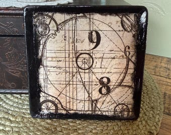 Ceramic Plate with Numbers for Keys and Rings,  Christmas Gift for Brother, Unique Birthday Gift or Coworker, Industrial Grunge Shelf Decor
