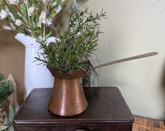 Vintage Copper Turkish Coffee Server,  Rustic Primitive Long Handled Pouring Pot,  Unique Christmas Gift for Coffee Lover,  Gift for Mother