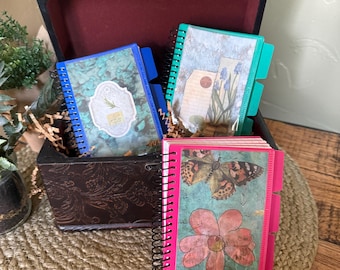 Altered Mini Spiral Jot Notebook, To Do Notebook, Unique Office Supplies, Stocking Stuffer for Mom, Christmas Gift for Coworker, for Teacher