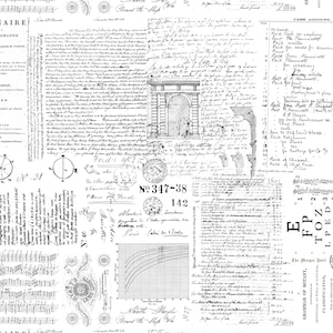 Junk Journal-bakgrunder, Roycycled decoupagepapper, typografi, musiknoter, present till hantverkare, blandade tekniker, scrapbookingpapper