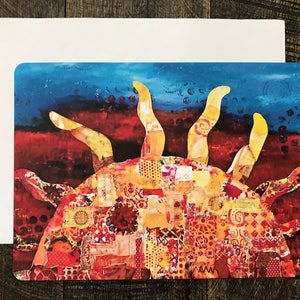 Sunset Mixed Media Notecard, End of Year, Unique Gifts for Women Friends, Flat Notecards with Envelopes, Set of 4 Cards, Clearance Sale, 5x7 Sunset Set of 4