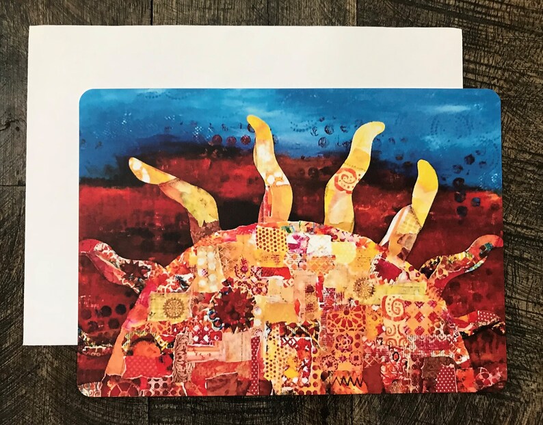 Sunset Mixed Media Notecard, End of Year, Unique Gifts for Women Friends, Flat Notecards with Envelopes, Set of 4 Cards, Clearance Sale, 5x7 image 2