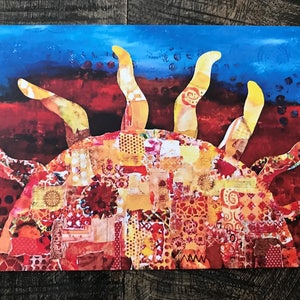 Sunset Mixed Media Notecard, End of Year, Unique Gifts for Women Friends, Flat Notecards with Envelopes, Set of 4 Cards, Clearance Sale, 5x7 image 4