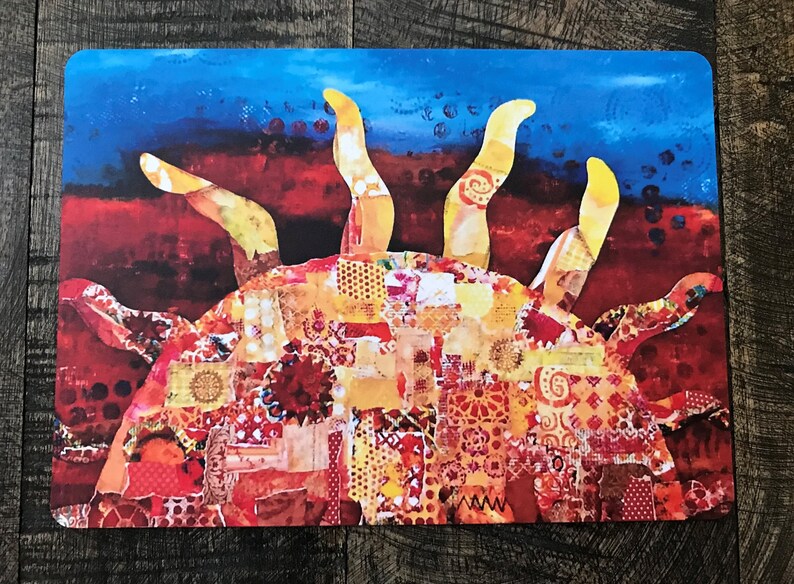 Sunset Mixed Media Notecard, End of Year, Unique Gifts for Women Friends, Flat Notecards with Envelopes, Set of 4 Cards, Clearance Sale, 5x7 image 4