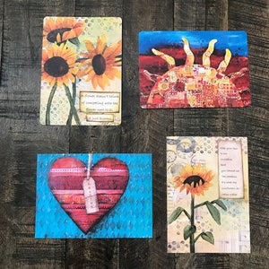 Sunset Mixed Media Notecard, End of Year, Unique Gifts for Women Friends, Flat Notecards with Envelopes, Set of 4 Cards, Clearance Sale, 5x7 image 5